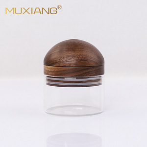 MUXIANG Wood Smoking Grinder Transparent Glass With Metal Screen Round Shape For Herbal Use - Product Image 2