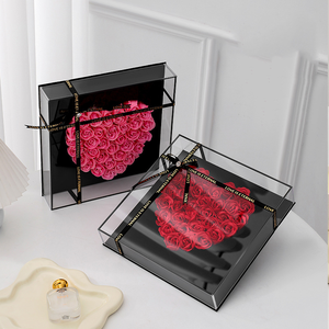 Nuevo producto 2025, regalos del Día de San Valentín, caja acrílica de rosas preservadas, caja de flores eternas de larga duración con caja en forma de corazón - Product Image 2