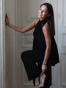 <strong>Black</strong> Halter <strong>Top</strong> Women's 2026 Spring Summer New Loose <strong>off</strong> <strong>Shoulder</strong> Long Sleeveless <strong>Top</strong> with Floating Straps - Product Image 6