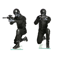 DQ-1 Ganzkörper-Männliche Erwachsenen-Schaufensterpuppe mit Eierkopf, Mattgrau, Sniper-Posen-Uniform-Mannequin