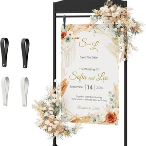 Soporte de exhibición de pósteres, soporte de suelo de acero negro para decoración de bodas y cumpleaños, soporte reutilizable para pancartas de vinilo - Product Image 5