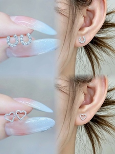 Xinfly 18k Solid Gold Heart Shape Stud <b>Earrings</b> LAB <b>Diamond</b> Cute Trendy Design for Girls' Wedding Party or Gift - Product Image 6