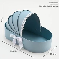 Boîte Cadeau Décorative Portable en Forme de Berceau Romantique avec Nœud en Ruban et Base Ovale pour Composition Florale