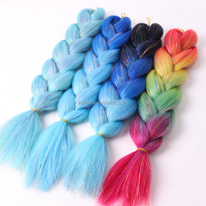 Extensions <span class=keywords><strong>de</strong></span> cheveux tressées Jumbo <span class=keywords><strong>de</strong></span> 24 pouces avec mèches dorées brillantes et paillettes, accessoires pour <span class=keywords><strong>coiffure</strong></span> féminine - Product Image 3