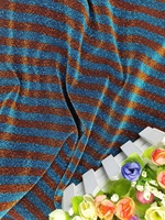 TS-E4002 garis biru oranye Gimi/ZIZIMI, kain rajut Lurex metalik untuk gaun