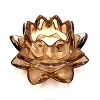 Bougeoir de luxe en verre, 1 pièce, fleur de lotus verte, socle décoratif pour la maison, pièces centrales de table de mariage en or