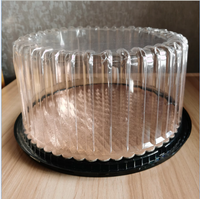 Boîte à gâteau ronde en plastique transparent jetable de haute qualité avec couvercle en dôme, base noire, matériau PET, boîte d'emballage alimentaire