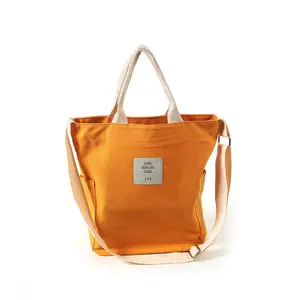 Bolsos de hombro de lona de algodón a la moda, mango largo para compras