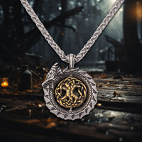 Bijoux punk tendance en acier inoxydable pour hommes Collier à pendentif queue de serpent avec dragon et croix pour la fête