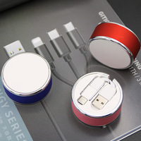 Ukalun kabel pengisi daya 3 dalam 1, kabel Data mikro tipe-c dapat ditarik Logo pola kustom
