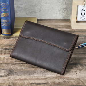 Couverture de carnet A5 en cuir tanné végétal fait main avec rabat, pochette portefeuille personnalisable pour livre - Product Image 1