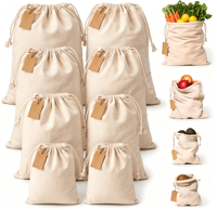Sacs en tissu écologique personnalisés multi-usages - Grands sacs de rangement réutilisables en coton - Pochettes en mousseline avec cordon de serrage pour légumes