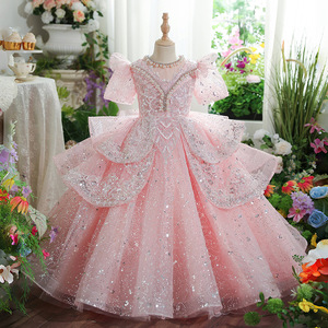 Abito da Cerimonia per Bambine con Ricami in Pizzo e <span class=keywords><strong>Paillettes</strong></span>, <span class=keywords><strong>Vestito</strong></span> Formale per Feste ed Eventi Estivi - Product Image 6