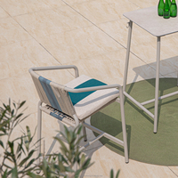 Chaise haute moderne en aluminium et osier OSMEN VODDEN pour extérieur, patio, balcon et jardin