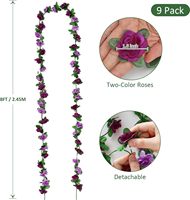 Guirlandes de fleurs artificielles, fausses roses violettes, fleurs en soie, fausses fleurs en plastique, guirlande florale suspendue pour l'extérieur, décoration d'automne
