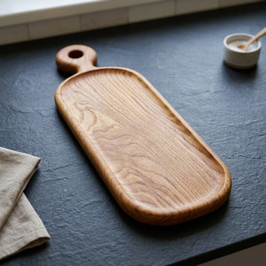 Planche à découper ovale en teck massif avec poignée surélevée - Product Image 2