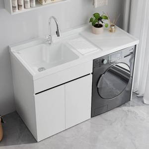 Mueble de lavandería de aluminio tipo panal con fregadero y tabla de lavar integrados - Product Image 1