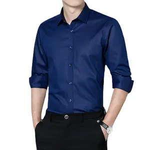 Camisa de manga larga para hombre nuevo otoño profesional de negocios ropa casual boda