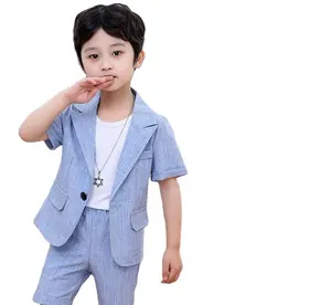 Ragazzi Summer Suit Kids Jacket Shorts 2pcs fotografia Suit bambini compleanno laurea Set Baby Wedding Performance Party Dress