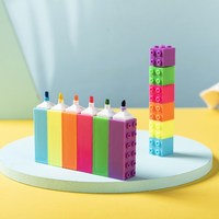 Briques de construction surligneur marqueurs bloc de construction stylo multi-fonction surligneur coloré créatif jouet marqueur avec Logo personnalisé