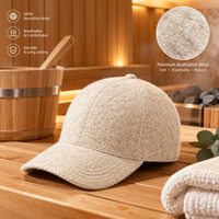 Casquette de sauna minimaliste en feutre de laine, style baseball, protection en fibres naturelles pour sauna à haute température