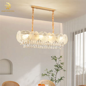 フランスの高級絶妙な花びらクリスタル円形リビングルームシャンデリア、ヨーロッパのレトロなゴールドLED寝室シャンデリア - Product Image 2