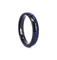 Bague de mariage en carbure de tungstène noir opale de feu bleue écrasée de 4mm pour hommes et femmes Design de bague à la mode