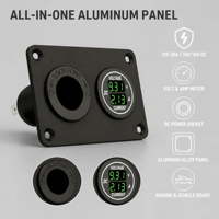 Panel Saklar LED 8 Gang Pengisi Daya USB Ganda Voltmeter Tahan Air IP65 12V/24V 10A/20A Saklar Rocker Otomotif Kapal Laut