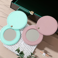 Nouveau design Miroir de maquillage compact et portable rond en cuir