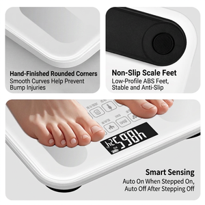 Digitale Körperfettwaage aus Gehärtetem Glas mit Bluetooth-<span class=keywords><strong>App</strong></span>-Unterstützung und Aufladbarer Funktion für Zuhause und Badezimmer - Product Image 3