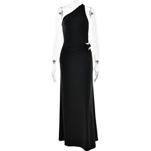 Robe de soirée asymétrique à une épaule, couleur unie, dos nu, coupe ajustée, pour les rendez-vous - Product Image 5