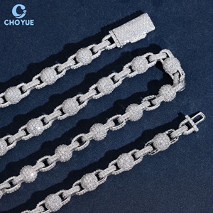 สร้อยคอคิวบันลิงค์แบบ Iced Out ประดับเพชรโมอิสซาไนต์เต็มเส้น ดีไซน์จมูกหมู สำหรับผู้ชายและผู้หญิง พร้อมเครื่องประดับเพชรเต็มเส้น - Product Image 3