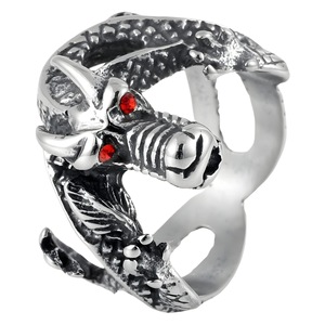 Yunnique – bague Dragon en argent pour hommes, Style Punk, yeux rouges, bijoux du zodiaque, cadeau - Product Image 5