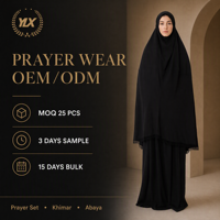 Nouvel ensemble de Telekung en coton 2025 – Tenue de prière musulmane portable avec sac à fermeture éclair pour femme, idéal pour l'Omra et le Hajj