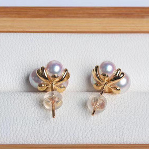 S925 <b>Silver</b> DIY Pearl Accessories 5-6mm Beads Hollow Support Multi-Pearl Earrings 20675 Fashion <b>Stud</b> Jewelry - Product Image 4