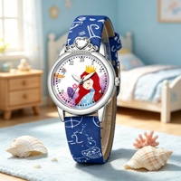 Montre-bracelet à quartz pour enfants, boîtier en alliage, bracelet en cuir PU lisse, montre analogique pour l'apprentissage du temps pour garçons et filles
