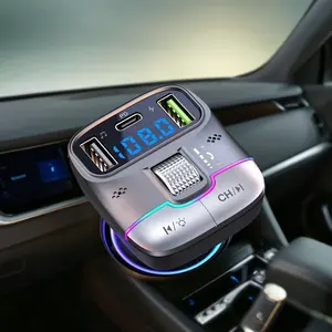 Carregador rápido para carro com rodas de rolo Pd 25w Qc3.0 Bluetooth 5.3 Luzes coloridas Dupla USB Car Mp3 Player Transmissor Modulador Transmissor FM