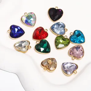 Collar con colgante de cuarzo y cristal de aleación con forma de corazón de amor, 2 uds., 15x13mm, para mujer, sanación sagrada, romántico - Product Image 5