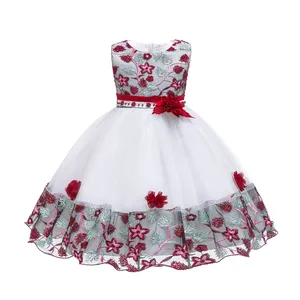 Sıcak satış bebek kız çiçek sequins elbise parti prenses elbise çocuk çocuk giysileri 7 renk 2-7yrs çiçek kız elbise