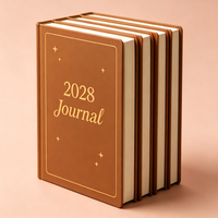 Carnet de notes A5 à couverture rigide 2028, agenda quotidien personnalisé marron, papeterie, cadeau