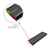 Penjualan Langsung Pabrik OEM M.2 SATA/NVME PCIe Aluminium SSD Enclosure dengan Kapasitas 4TB Lampu RGB Warna-warni Garansi 12 Bulan