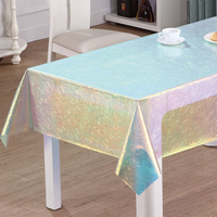 Nappe en PVC irisé RNPT avec un effet arc-en-ciel uni et une surface lisse et brillante pour les tables à manger à la maison