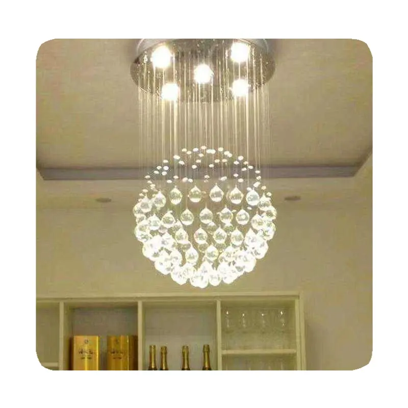 Tempat lilin kristal, lampu gantung plafon baja tahan karat untuk dekorasi rumah Hotel Vila 202