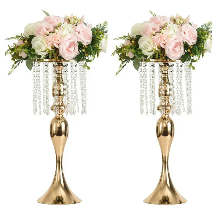 54cm boda decoración fiesta camino de soporte de mesa de cristal de oro de boda centros de mesa de boda decoración de la Mesa