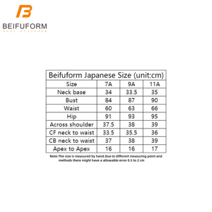 BEIFUFORM Mannequin de couture professionnel <span class=keywords><strong>mannequins</strong></span> féminins femmes demi-corps robe forme japonais taille Standard 11A grande hanche - Product Image 4
