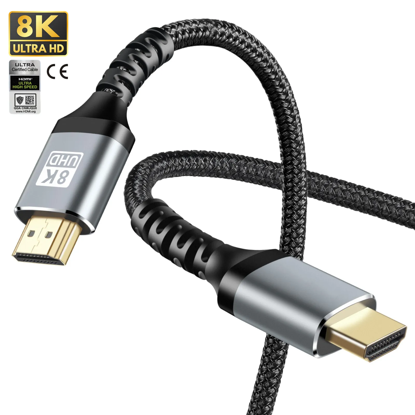 8K HDMI-Kabel 6,6 Fuß Stecker zu Stecker HDMI-Kabel 4K @ 120Hz 8K @ 60Hz 3d hdr 48gps hdmi 2.1 Kabel