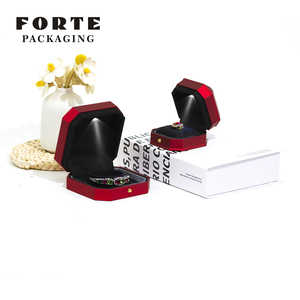 FORTE Factory Customized Red <b>Led</b> Simple Plastic Jewelry Box Set Earrings Necklace Ring Box Jade Packaging <b>Spot</b> Wholesale - Product Image 2