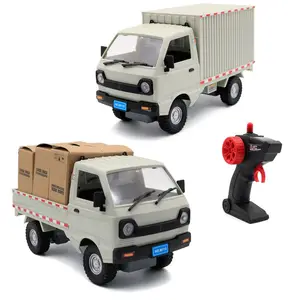 2,4G cuatro canales 1:16 simulación de Control remoto de caja de camión de carga modelo de camión juguete para niños camión de cama plana móvil con luz