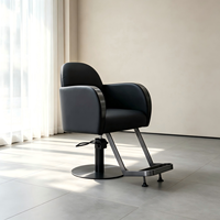 Fauteuil de Barbier en Cuir Gris Hydraulique Inclinable Durable pour Salon de Coiffure et Salon
