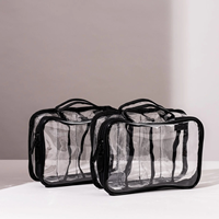 Pochette de rangement pour maquillage vintage transparente personnalisée avec fermeture à glissière, sacs de toilette de voyage et compartiments, étui cosmétique en PVC
